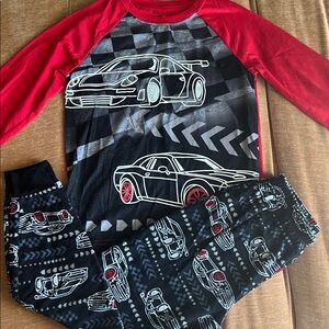 Kids Racing Car Graphic T-Shirt - Red & Black and pants